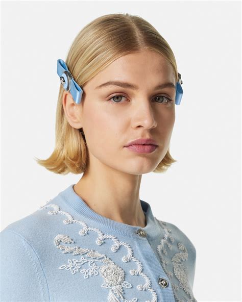 versace headband blue|Versace hair pin.